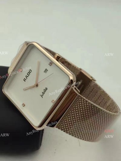 Rado Jubile Fake Wristwatch - Rose Gold White Dial Quartz